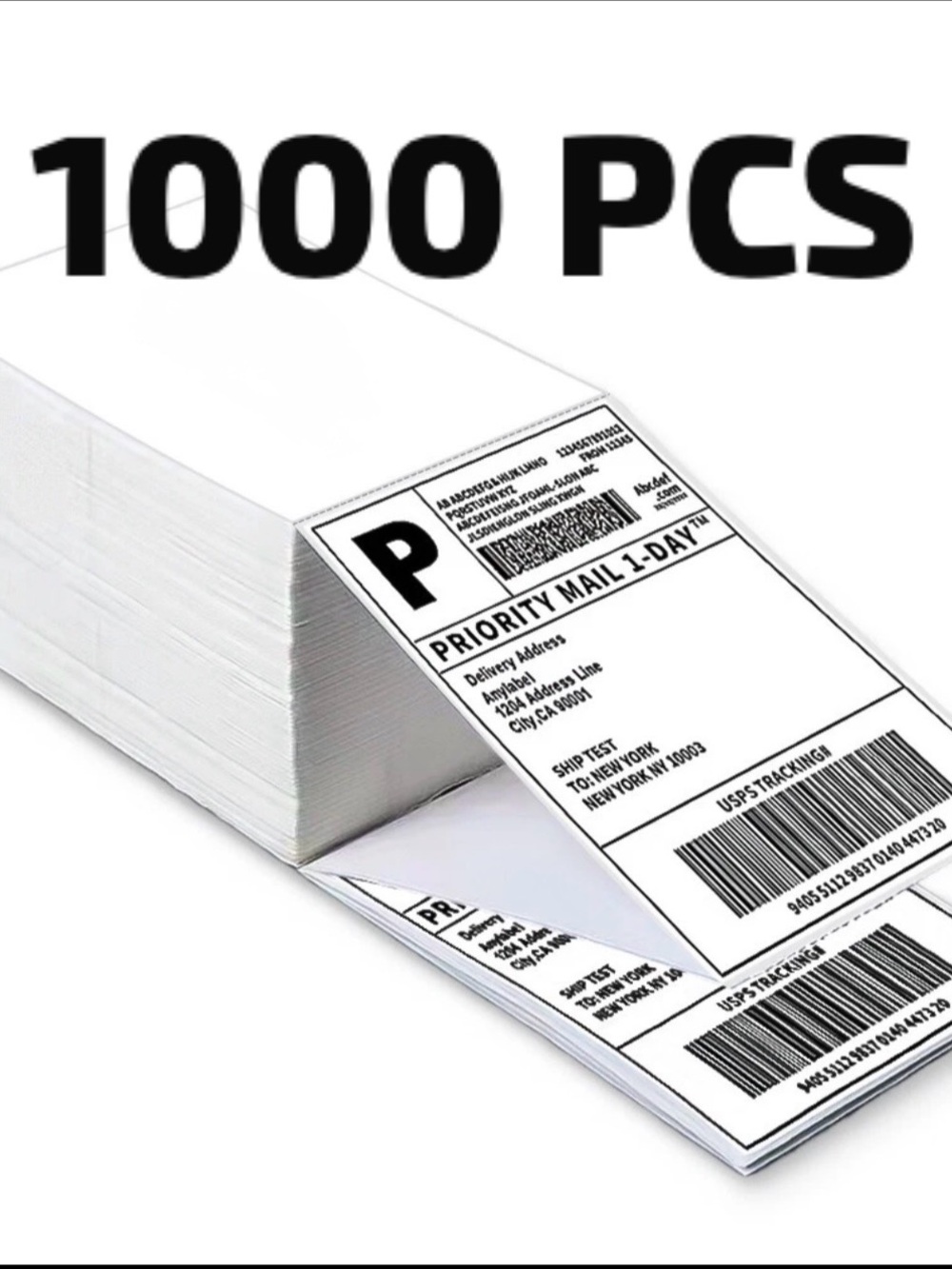 4x6” Direct Thermal Shipping Labels for Zebra & Rollo Printers, Fanfold 1000 PCS